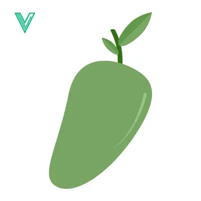 Green Mango Fruit with Leaves Illustration