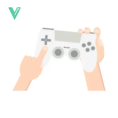 Aset desain premium: Hands holding a white video game controller ready to play