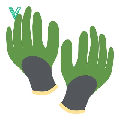 Pair of Green Gardening Gloves with Yellow Trim