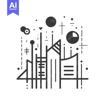 Aset desain premium: Abstract Geometric Cityscape with Circular Elements