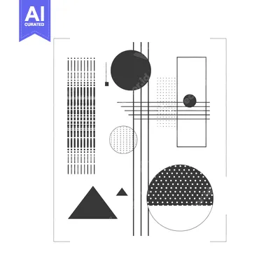 Aset premium populer: Abstract Geometric Composition with Black and White Shapes