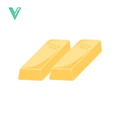Two shiny gold bars isolated on a white background