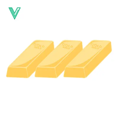 Three Gold Bars Stacked Together Isolated on White Background