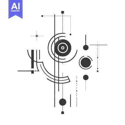 Aset premium populer: Abstract Geometric Composition with Circles and Lines