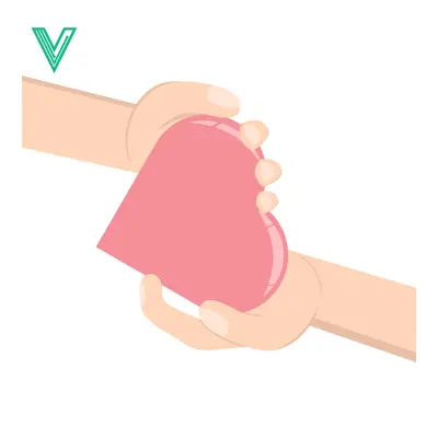 Hands exchanging a pink heart symbol representing love and care