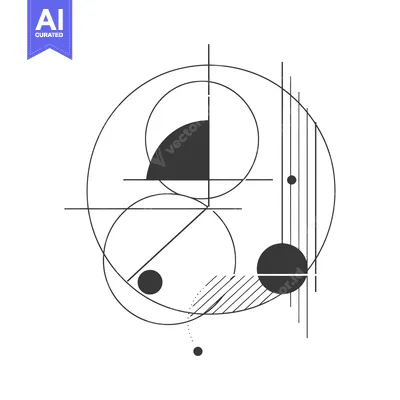 Premium design asset: Abstract Geometric Composition with Circles and Lines