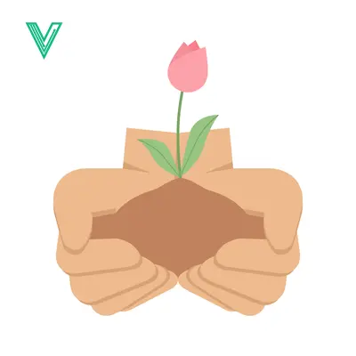 Hands Gently Holding Soil with a Growing Tulip Plant