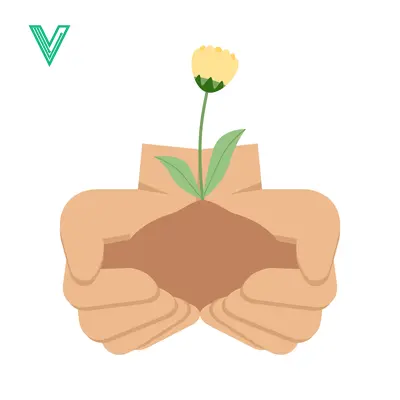 Hands Gently Holding a Sprout with a Yellow Flower