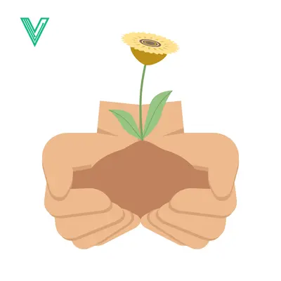 Hands Gently Holding a Sprout with a Flower