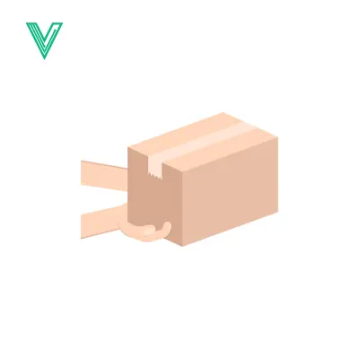 Isometric Cardboard Box with Handles Open