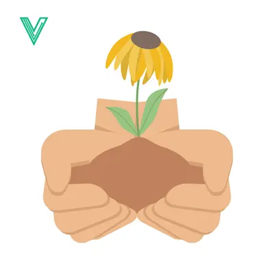 Hands holding soil with a young plant growing