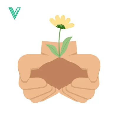 Hands Gently Holding Soil with a Sprouting Flower