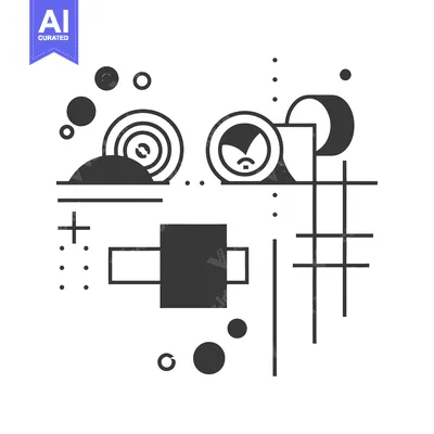Premium design asset: Abstract Geometric Composition with Circles, Lines, and a Square