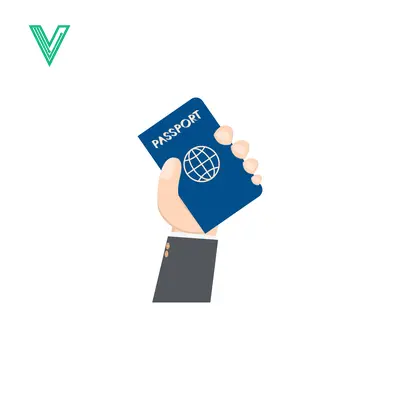 Hand Holding Blue Passport with Globe Icon