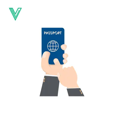 Hand Holding Blue Passport with Globe Symbol