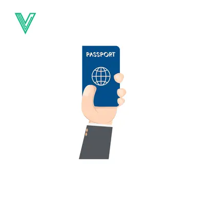 Hand Holding Blue Passport with Globe Symbol for Travel
