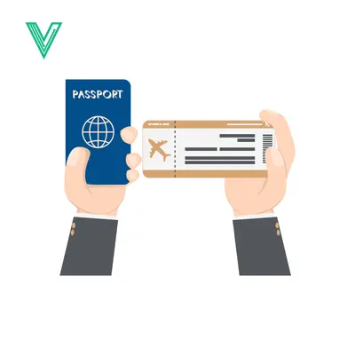 Hands holding passport and airplane ticket for travel