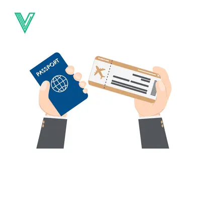Hands holding passport and airplane ticket for travel