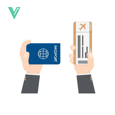 Hands holding passport and airplane ticket for travel
