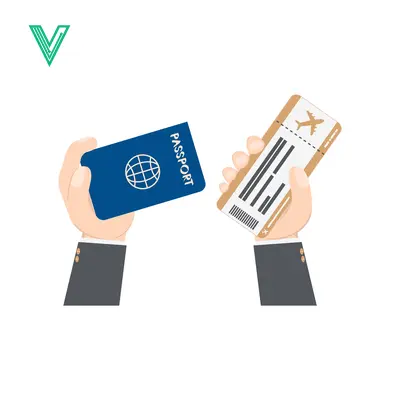 Hands holding passport and airplane ticket for travel