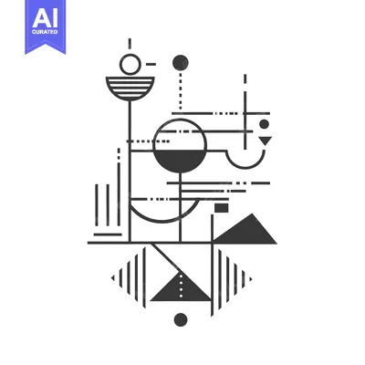 Aset premium populer: Abstract Geometric Composition with Circles, Lines, and Triangles