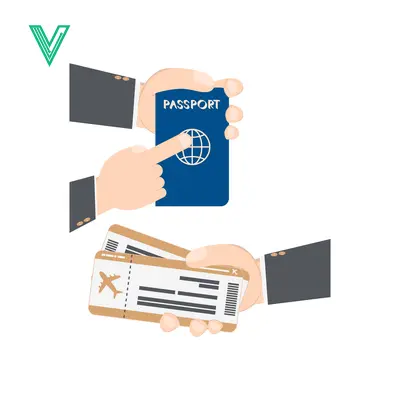 Hands holding passport and airplane tickets for travel