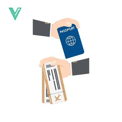 Hand holding passport and airplane ticket for travel