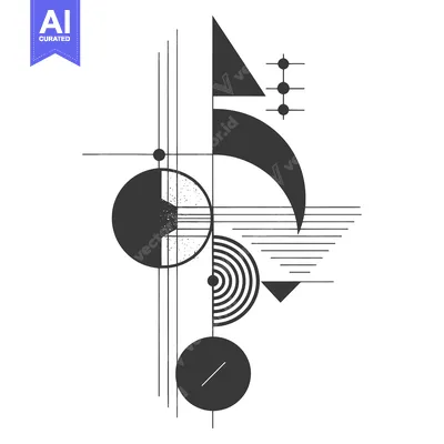 Abstract Geometric Composition with Circles, Triangles, and Lines
