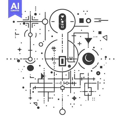 Abstract Geometric Composition with Circular and Linear Elements