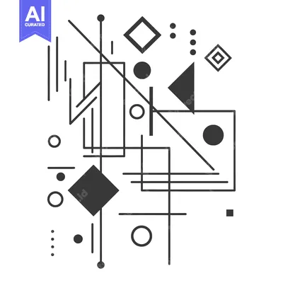 Aset premium populer: Abstract Geometric Composition with Lines, Circles, and Squares