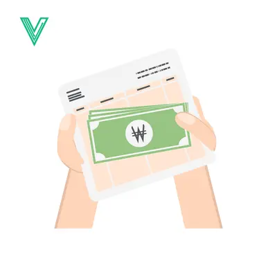 Hands holding Korean Won bills and a document