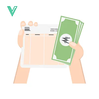 Hands holding Indian Rupee banknotes and a document