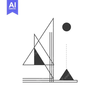 Aset desain premium: Abstract Geometric Composition with Triangles and a Circle