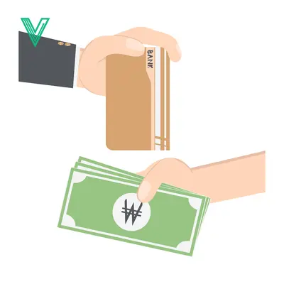 Hand exchanging money for goods illustration