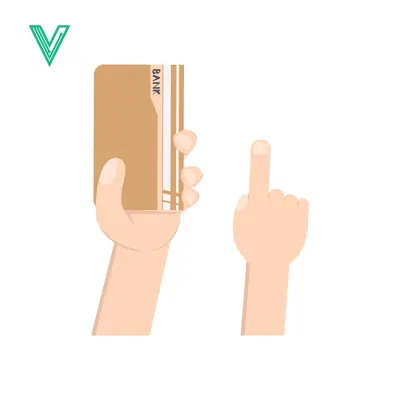 Hand Holding Credit Card and Pointing Finger Illustration
