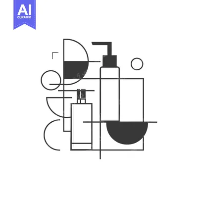 Abstract Geometric Composition with Two Bottles and Shapes