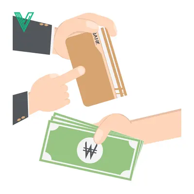 Illustration of a Credit Card Transaction with Korean Won Bills