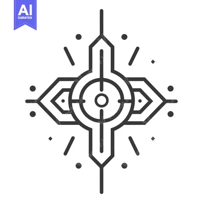Aset premium populer: Abstract Geometric Cross with a Central Circle and Dots