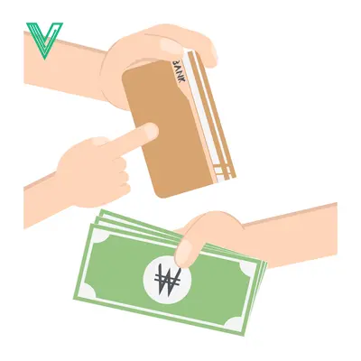 Customer paying with credit card and receiving cash