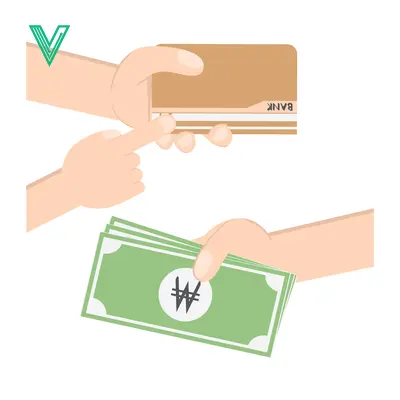 Hands exchanging money and credit card for payment