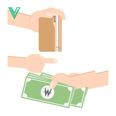 Hands exchanging money and gift card