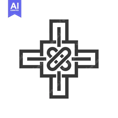 Aset desain premium: Abstract Geometric Cross with Intertwined Shapes