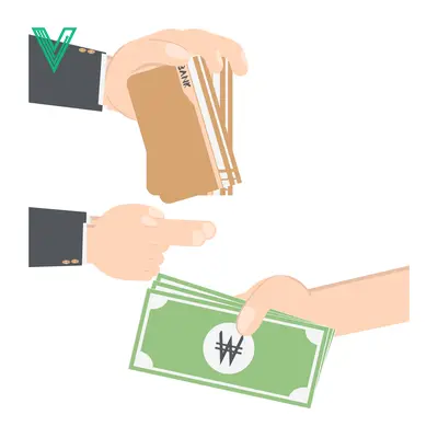 Two hands exchanging money one giving cash the other receiving bills