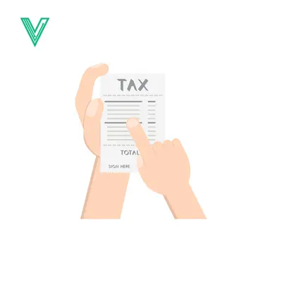 Hand pointing at a tax document with total amount highlighted