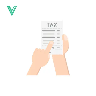 Hand pointing at tax document with calculations
