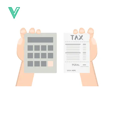 Hands holding a calculator and a tax document symbolizing financial calculation and tax preparation