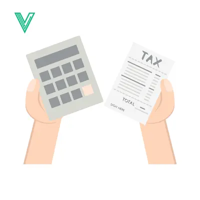 Hands holding calculator and tax document for financial calculation