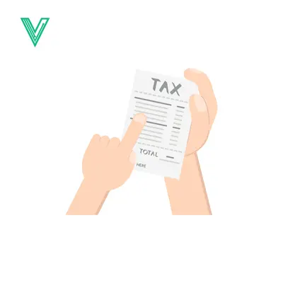 Hand pointing at tax document with total amount visible