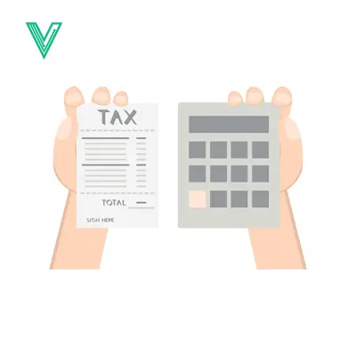 Hands holding tax form and calculator for financial calculation