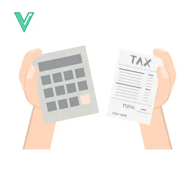 Hands holding calculator and tax document symbolizing financial calculation and tax preparation